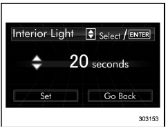 Interior light off delay timer setting