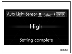 Auto light sensor sensitivity setting