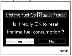 Lifetime fuel consumption resetting