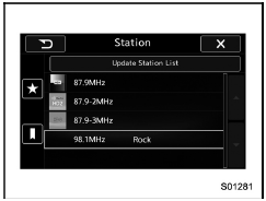 Selecting a station from the list (if equipped)