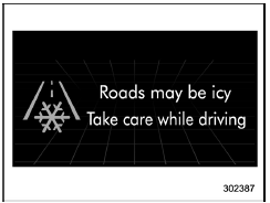 Icy road surface warning screen