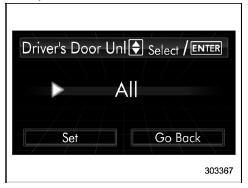 Driver's door unlock setting