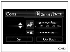 Fuel consumption screen setting