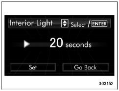 Interior light off delay timer setting