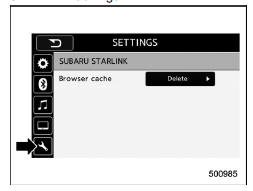 SUBARU STARLINK settings (if equipped)