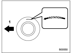 Example of tire rotation direction mark