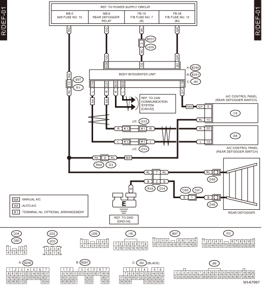 Subaru Crosstrek Service Manual Rear defogger system Wiring diagram