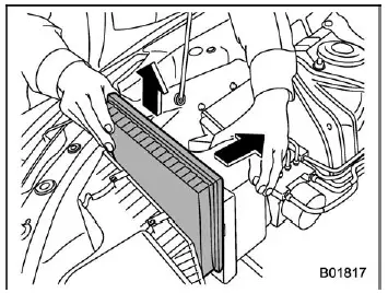 Subaru Ascent air cleaner case opening and filter removal process