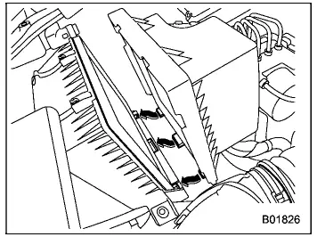 Subaru Ascent installing new air filter element into air cleaner housing
