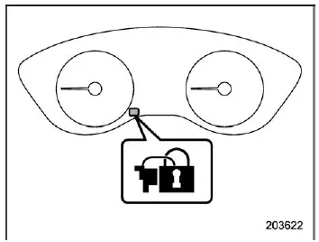 Subaru Ascent security indicator light showing alarm system arming status