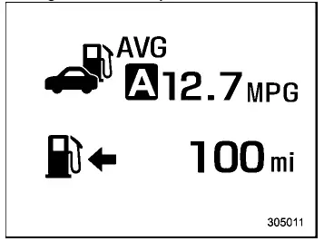 Subaru Ascent average fuel consumption screen showing fuel economy and remaining range