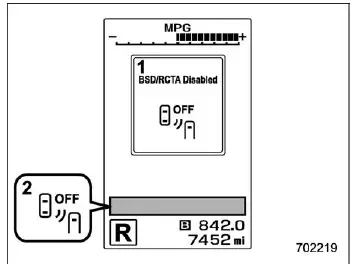Subaru Ascent BSD RCTA OFF indicator temporary stop message on dashboard display