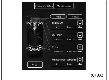 Subaru Ascent maintenance screen for setting service reminders