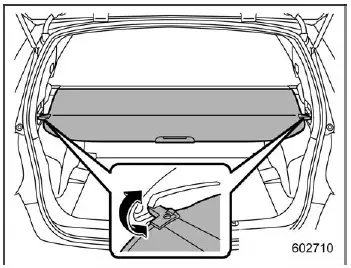 Subaru Ascent cargo area cover extended and secured into side hooks