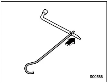 Subaru Ascent jack engagement with lifting point close-up
