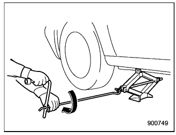 Subaru Ascent jack handle connected to wheel nut wrench
