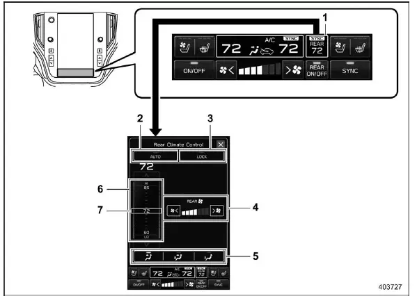 Subaru Ascent rear climate control touchscreen interface