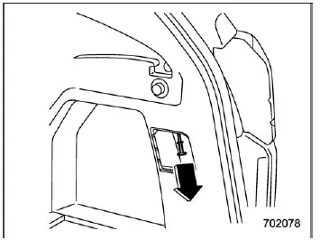 Subaru Ascent manual fuel filler lid release by pulling orange knob