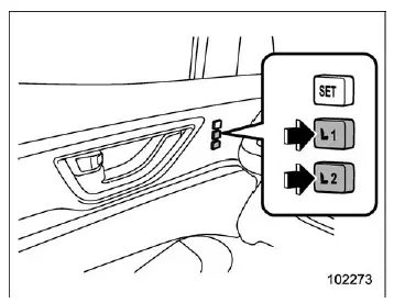 Subaru Ascent memory seat activation buttons on driver door panel