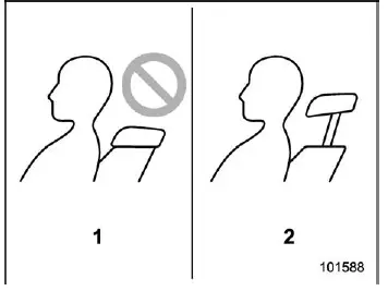 Subaru Ascent second row center head restraint retracted and extended positions