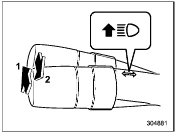 Subaru Ascent headlight dimmer switch for switching between high beam and low beam modes