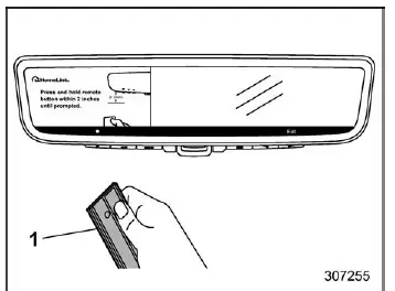 Subaru Ascent remote positioning near HomeLink mirror for programming