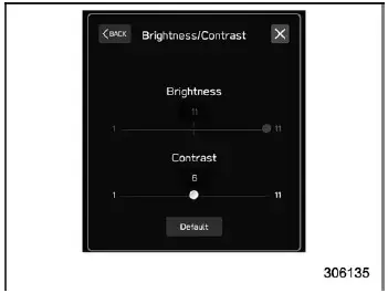 Subaru Ascent brightness and contrast adjustment sliders