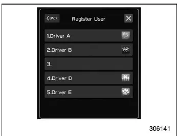 Subaru Ascent user registration interface screen