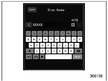 Subaru Ascent input name screen for user registration