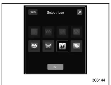 Subaru Ascent icon selection screen for user profile