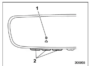 Subaru Ascent HomeLink buttons with indicator light on rearview mirror
