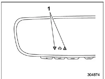 Subaru Ascent HomeLink status indicator arrows display on auto dimming mirror