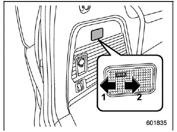 Subaru Ascent cargo area light with door and off switch positions