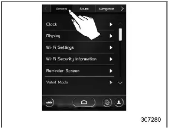 Subaru Ascent general settings screen with system configuration options