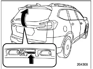 Subaru Ascent rear gate opener button location and manual opening procedure