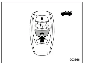 Subaru Ascent key fob power rear gate button control for opening and closing