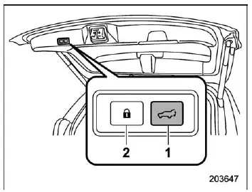 Subaru Ascent rear gate inner control buttons power close and lock functions
