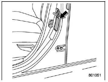 Subaru Ascent vehicle placard location on driver side door pillar showing tire pressure information