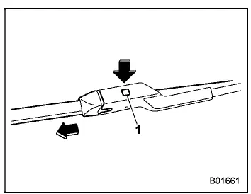 Subaru Ascent wiper blade lock knob location on connection point