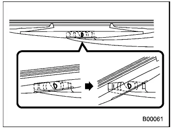 Subaru Ascent rear wiper arm lifted from rear glass for blade removal