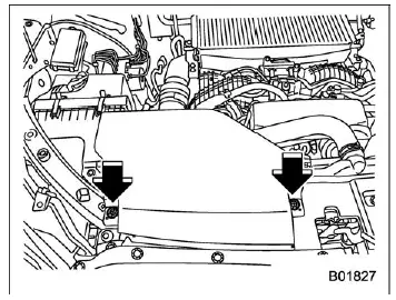 Subaru Ascent front turn signal light access right side with air intake duct removed