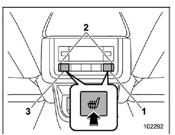 Subaru Ascent second row seat heater control switch with indicator lights