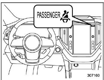 Subaru Ascent front passenger seat seatbelt warning light indicator display