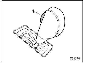 Subaru Ascent gear selector lever with button highlighted