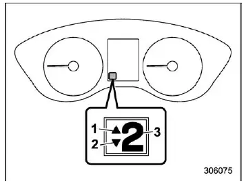 Subaru Ascent gear position indicator showing current transmission mode and shift guidance