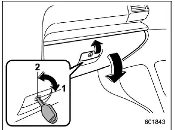 Subaru Ascent glove box with lock and unlock key mechanism
