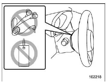 Subaru Ascent interior zones affected by SRS airbag deployment and prohibited objects