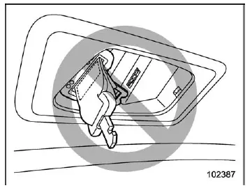 Subaru Ascent properly stored third row center seatbelt in ceiling compartment