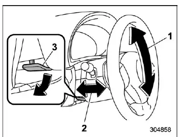 Subaru Ascent steering wheel tilt and telescopic adjustment controls