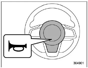Subaru Ascent horn activation pad on steering wheel center